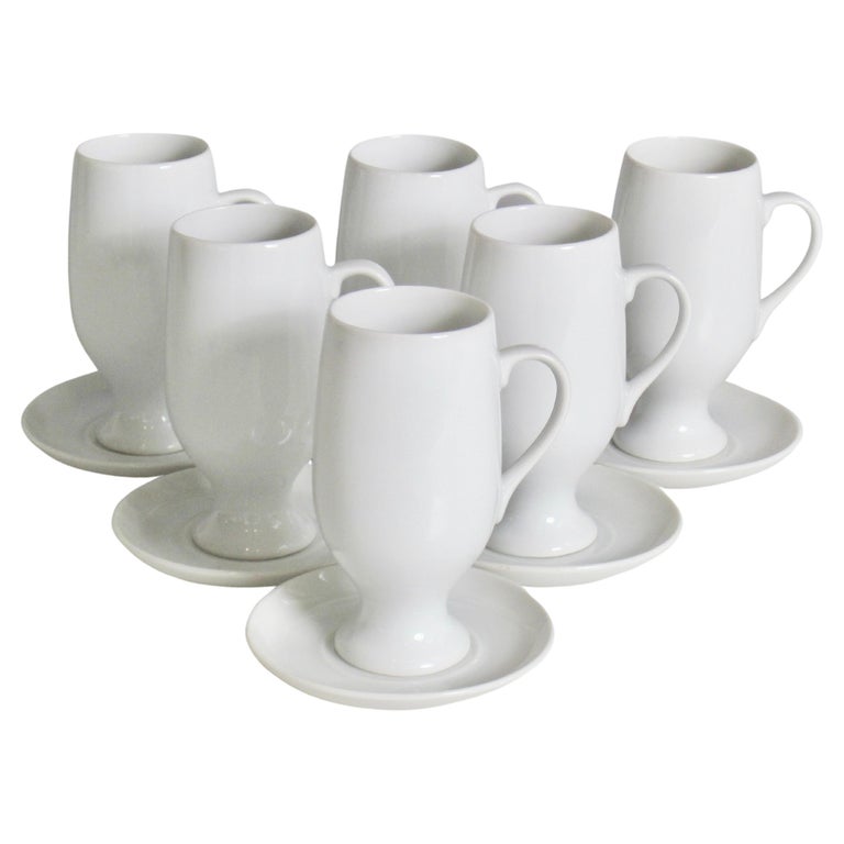 Set of Six Porcelain Italian espresso cups and Saucers