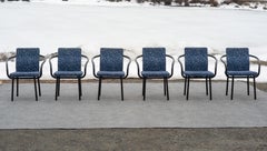Juego de seis sillas de comedor "Mandarin" de Ettore Sottsass para Knoll, en Memphis y azul marino