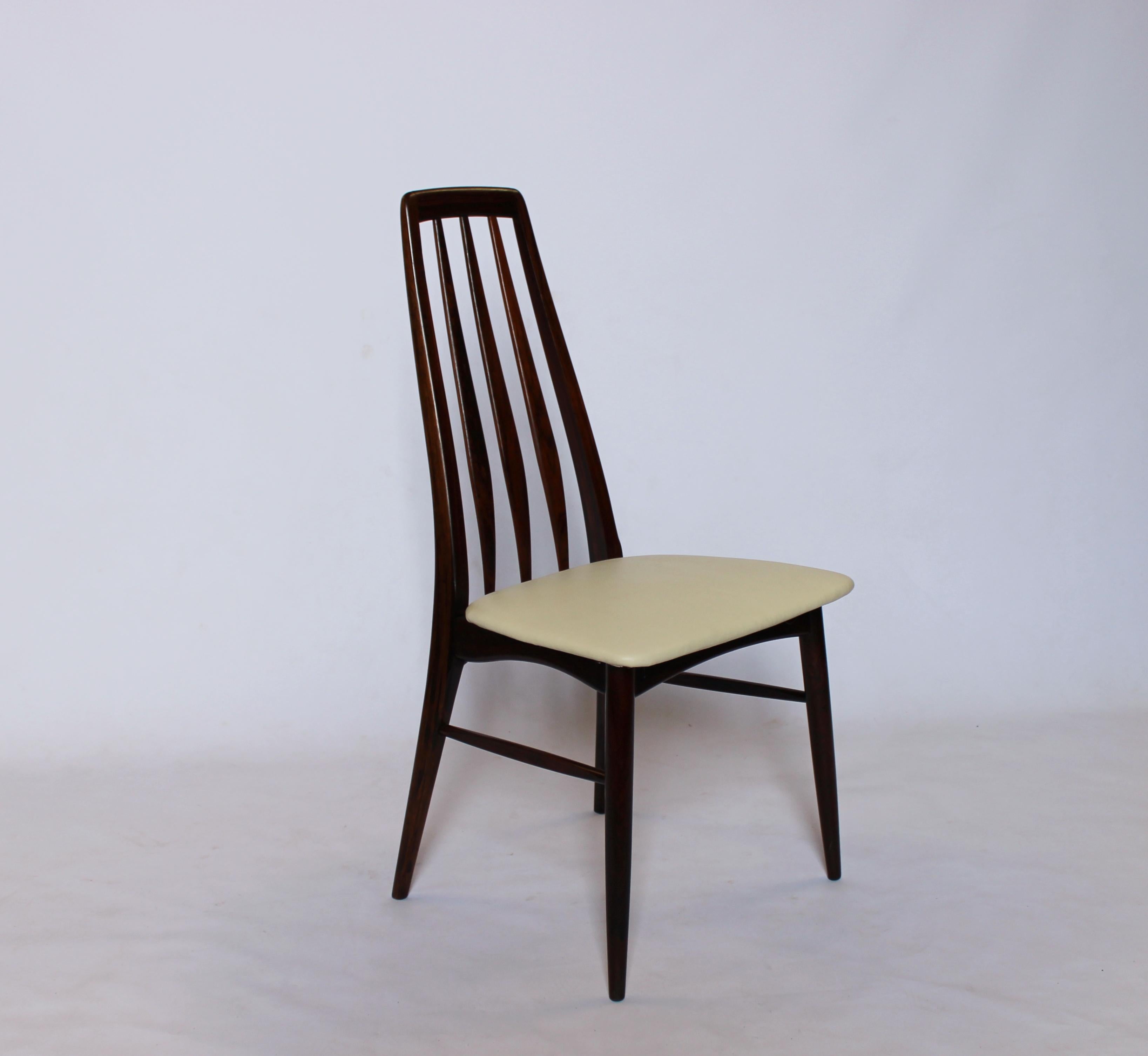 Scandinavian Modern Set of Six Eva Dining Chairs in Rosewood Designed by Niels Koefoed, 1960s
