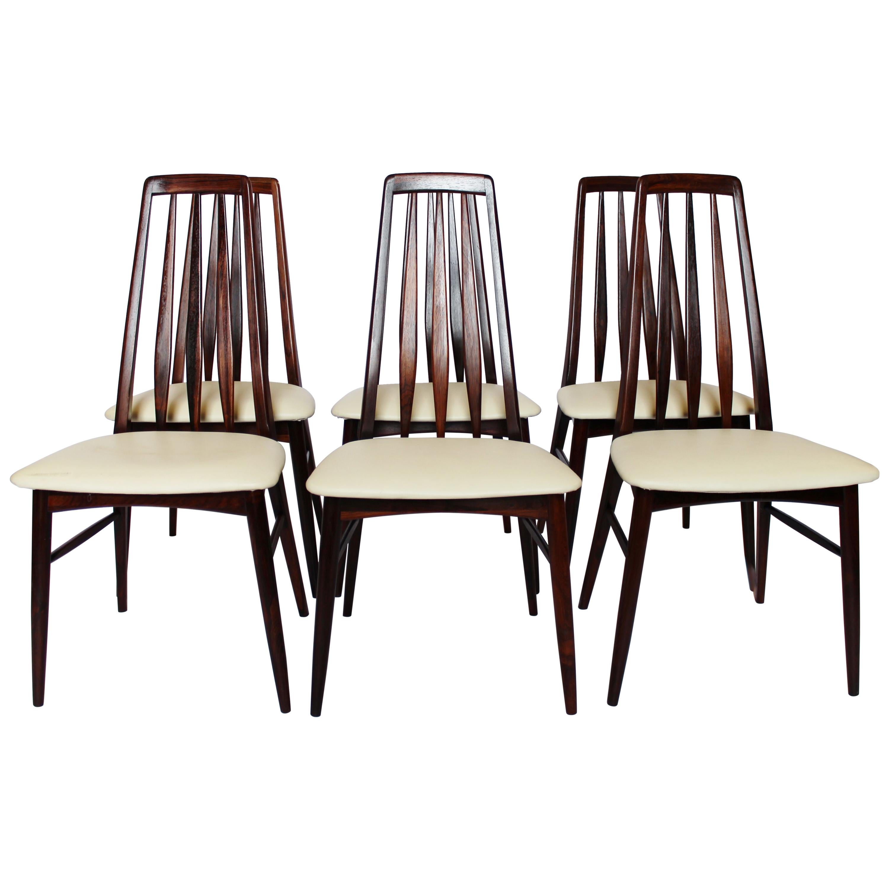Set of Six Eva Dining Chairs in Rosewood Designed by Niels Koefoed, 1960s