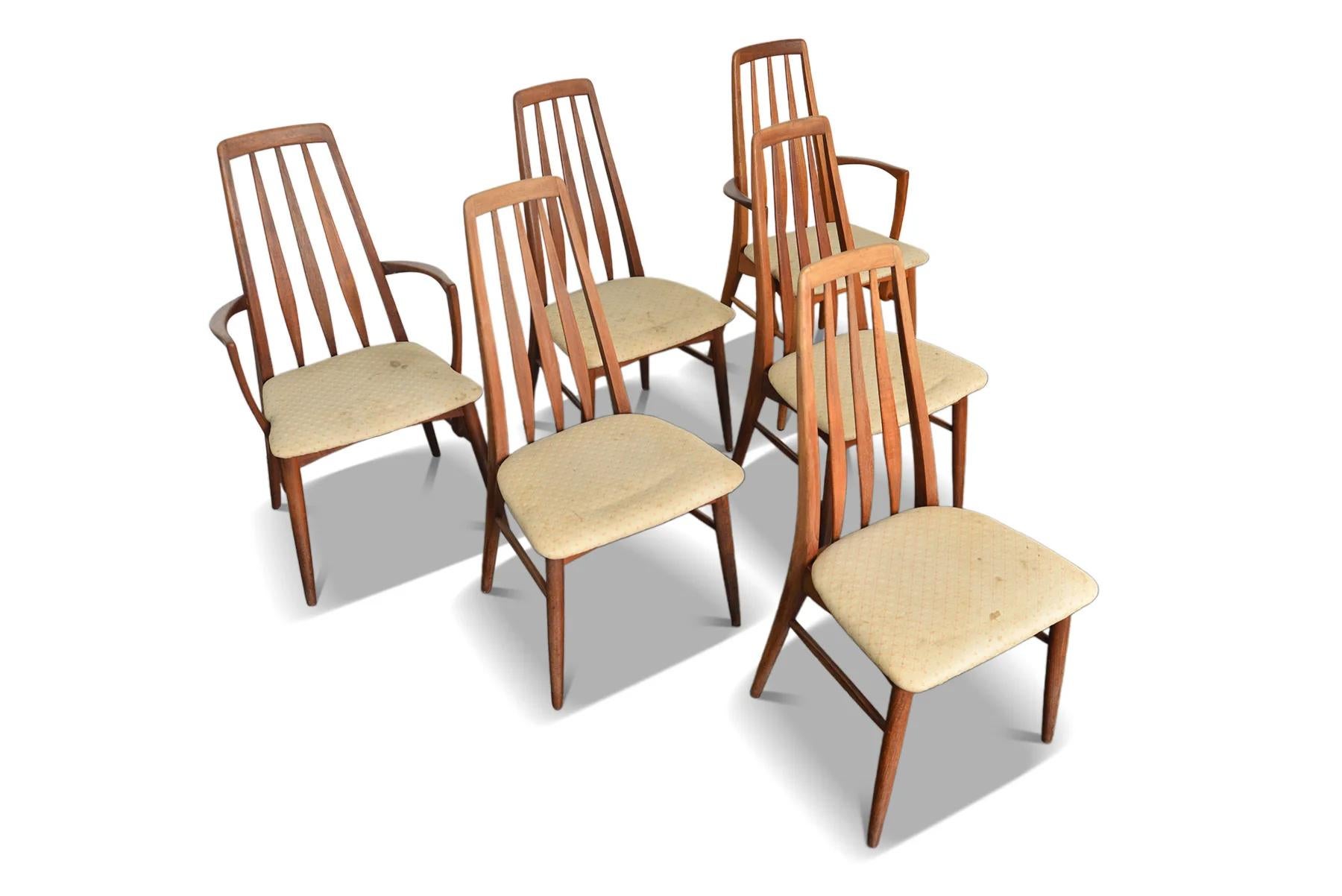 Danish Set of Six Eva Highback Dining Chairs in Teak For Sale