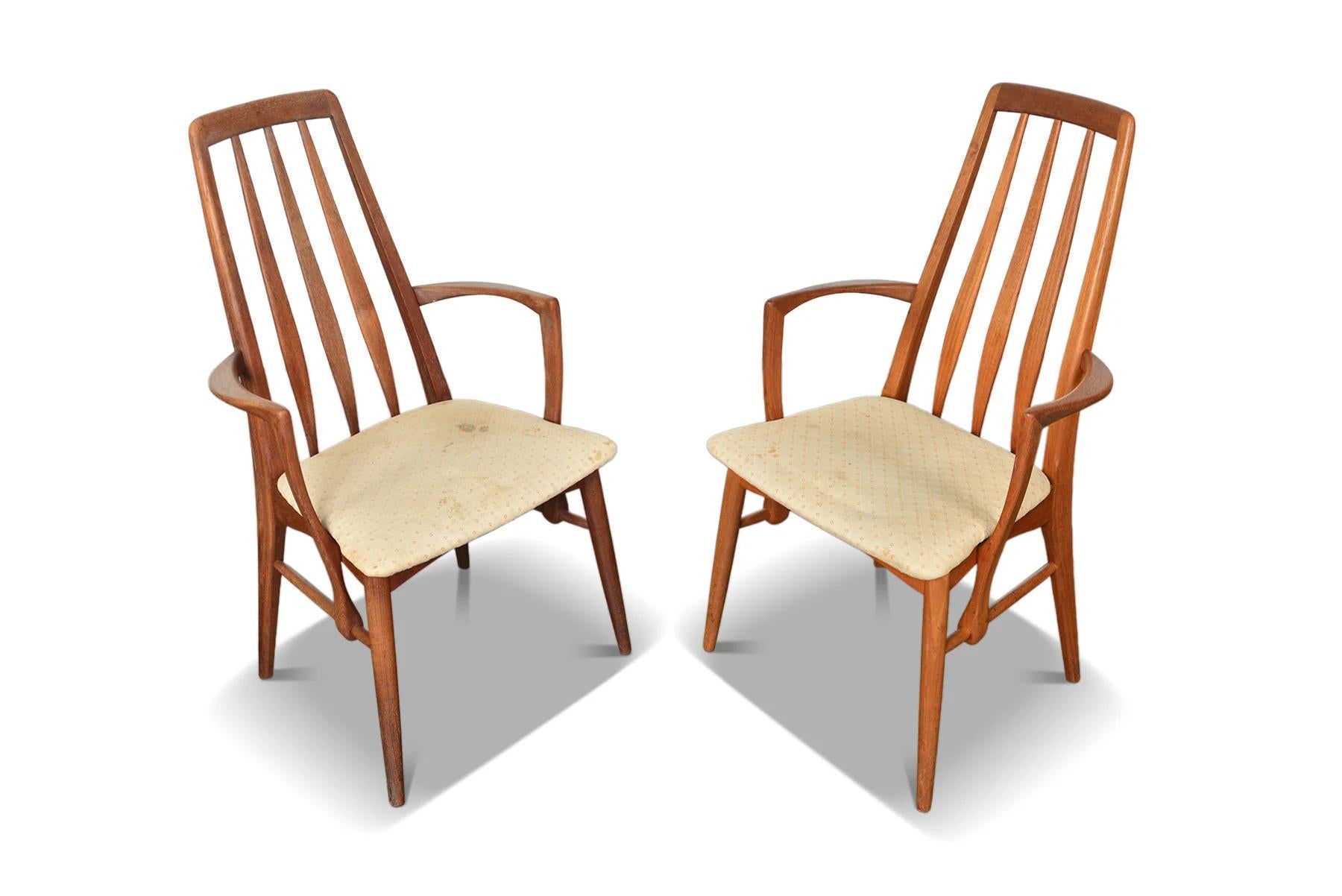 20th Century Set of Six Eva Highback Dining Chairs in Teak For Sale