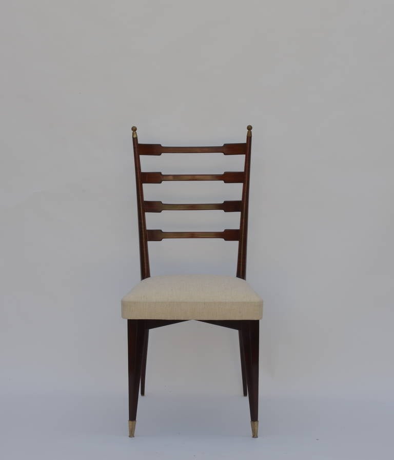 Modern Set of Six Exceptional Midcentury Italian Dining Chairs