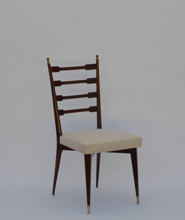Set of Six Exceptional Midcentury Italian Dining Chairs In Excellent Condition In Los Angeles, CA