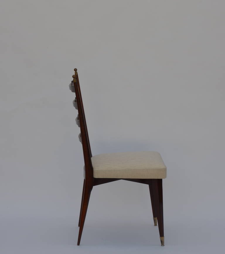 Mid-20th Century Set of Six Exceptional Midcentury Italian Dining Chairs
