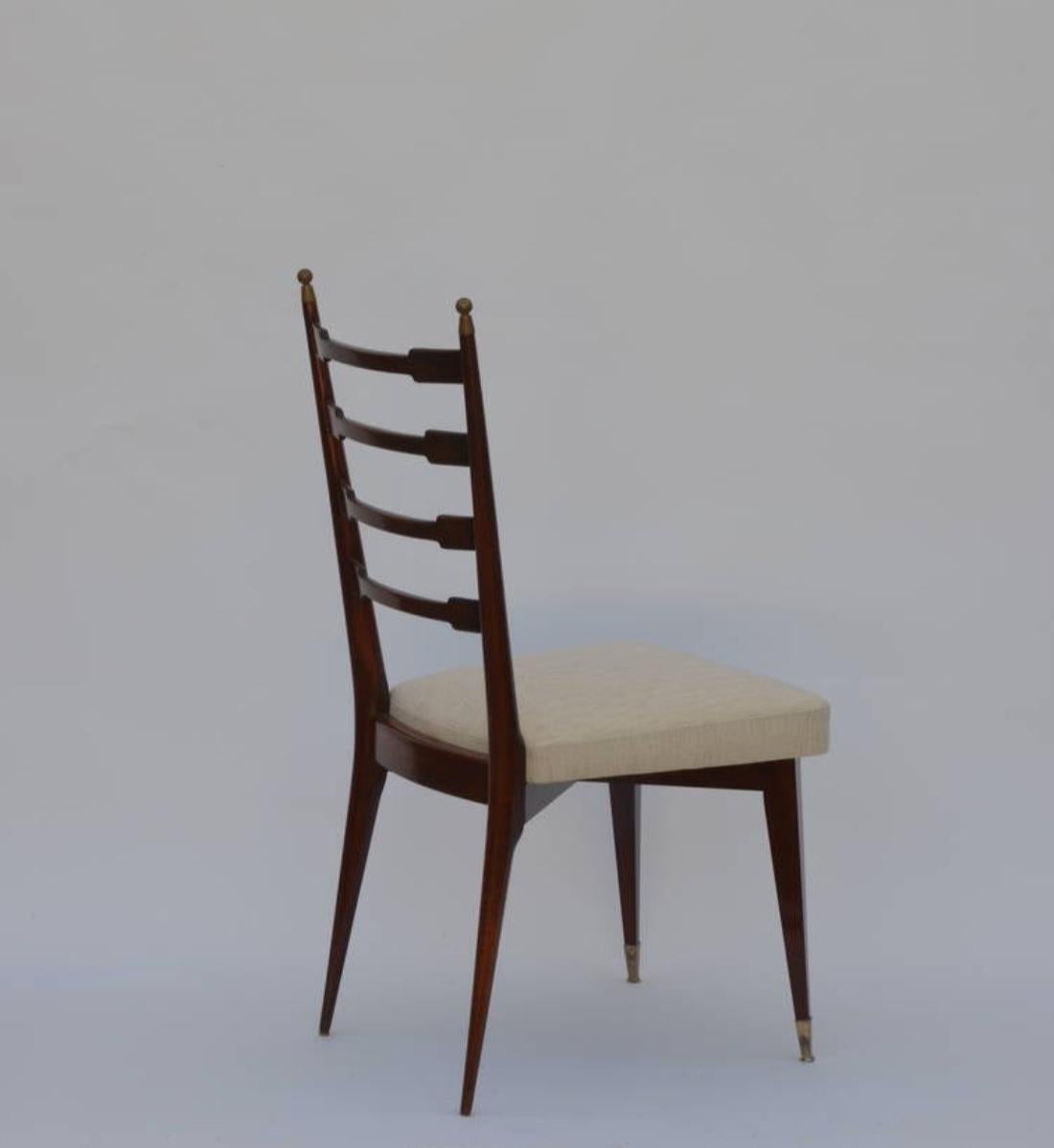 Upholstery Set of Six Exceptional Mid-Century Italian Dining Chairs