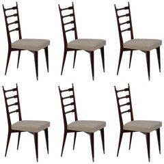 Set of Six Exceptional Midcentury Italian Dining Chairs