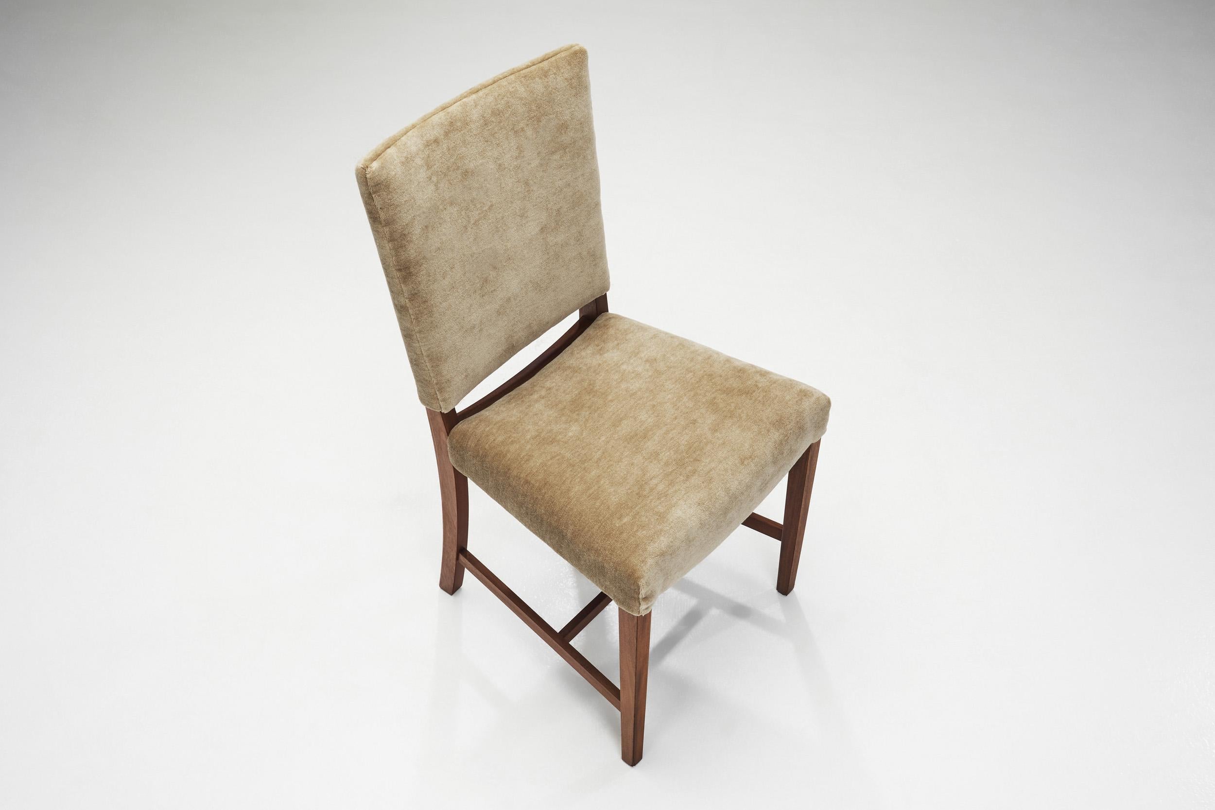 Fabric Set of Six Exotic Wood Dining Chairs by Jacob Kjær (attr.), Denmark 1940s For Sale