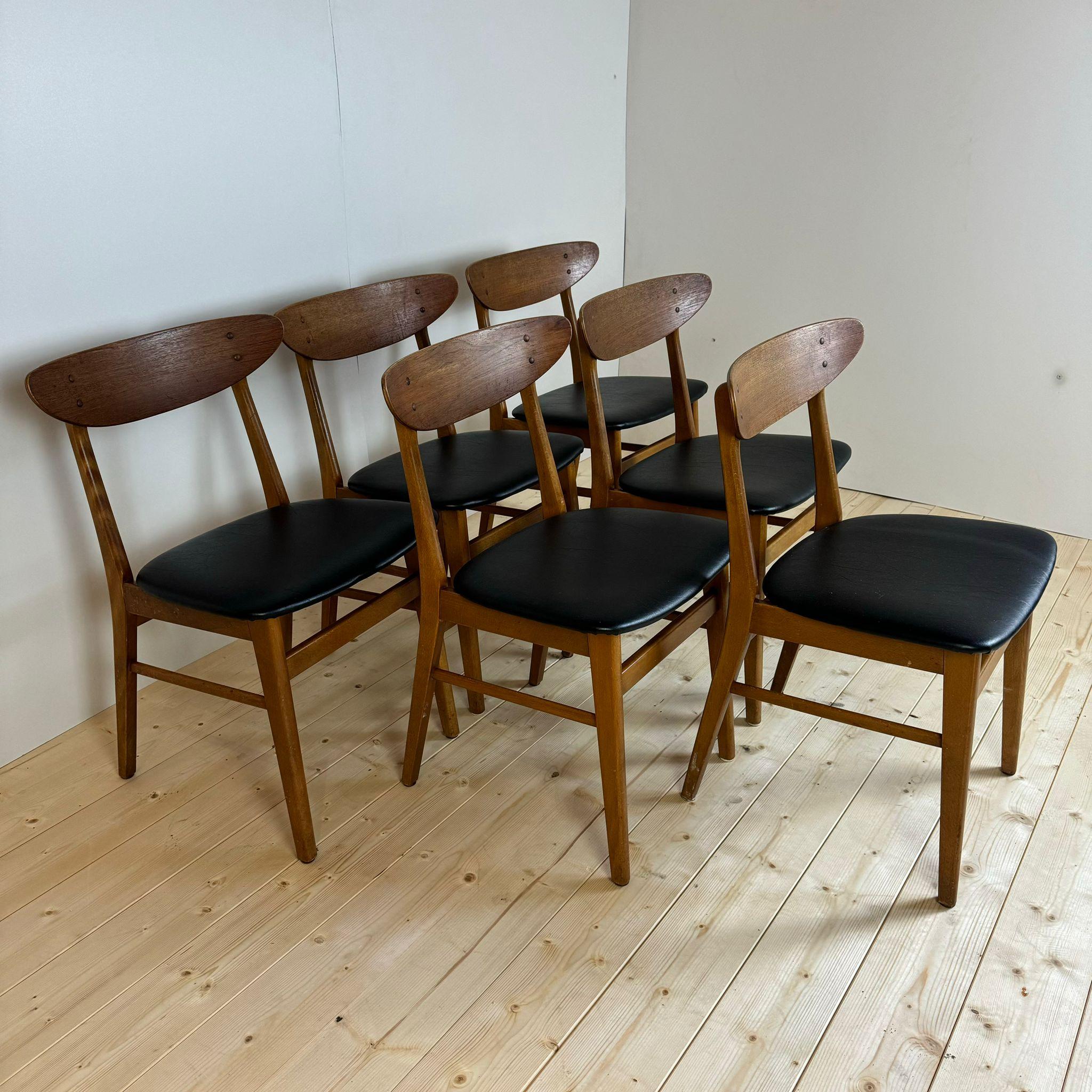 Veneer Set of six Farstrup, model 210, Denmark 1960s