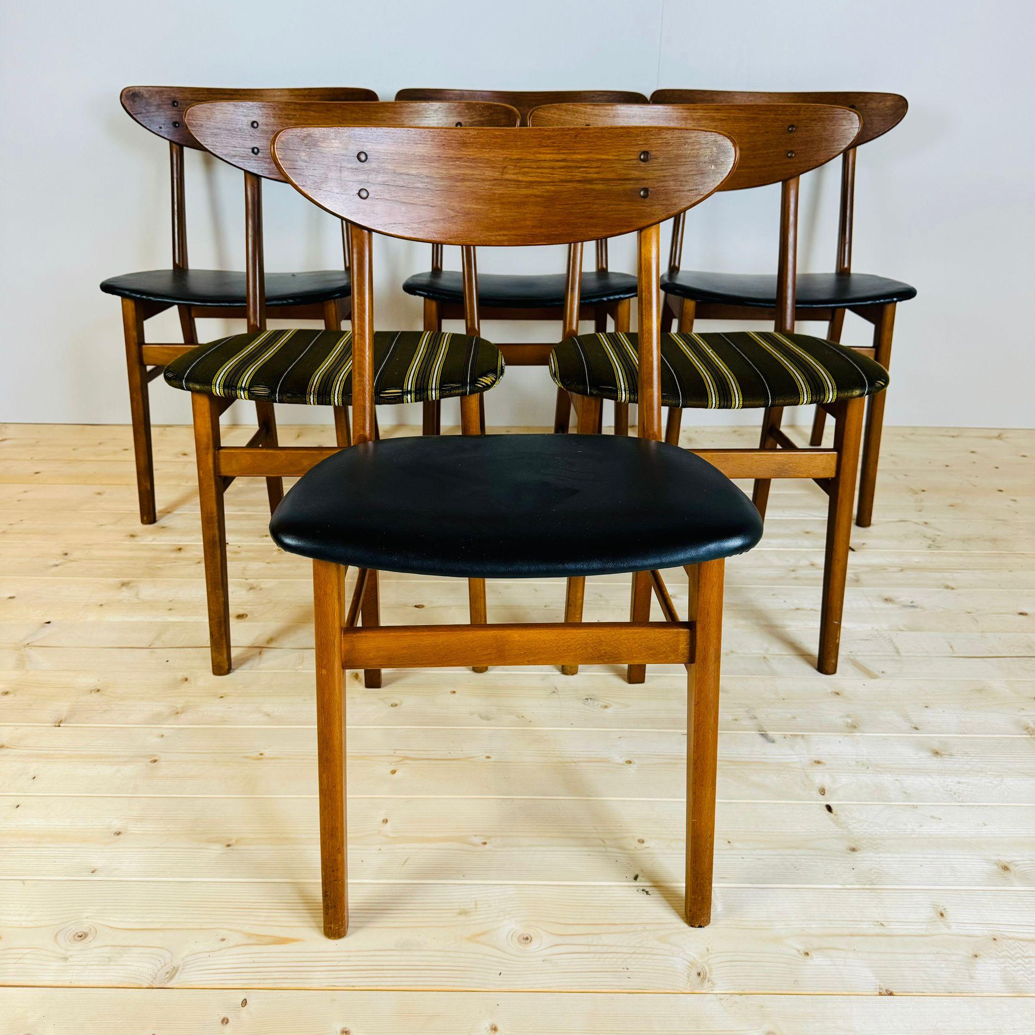 Veneer Set of six Farstrup, model 210, Denmark 1960s