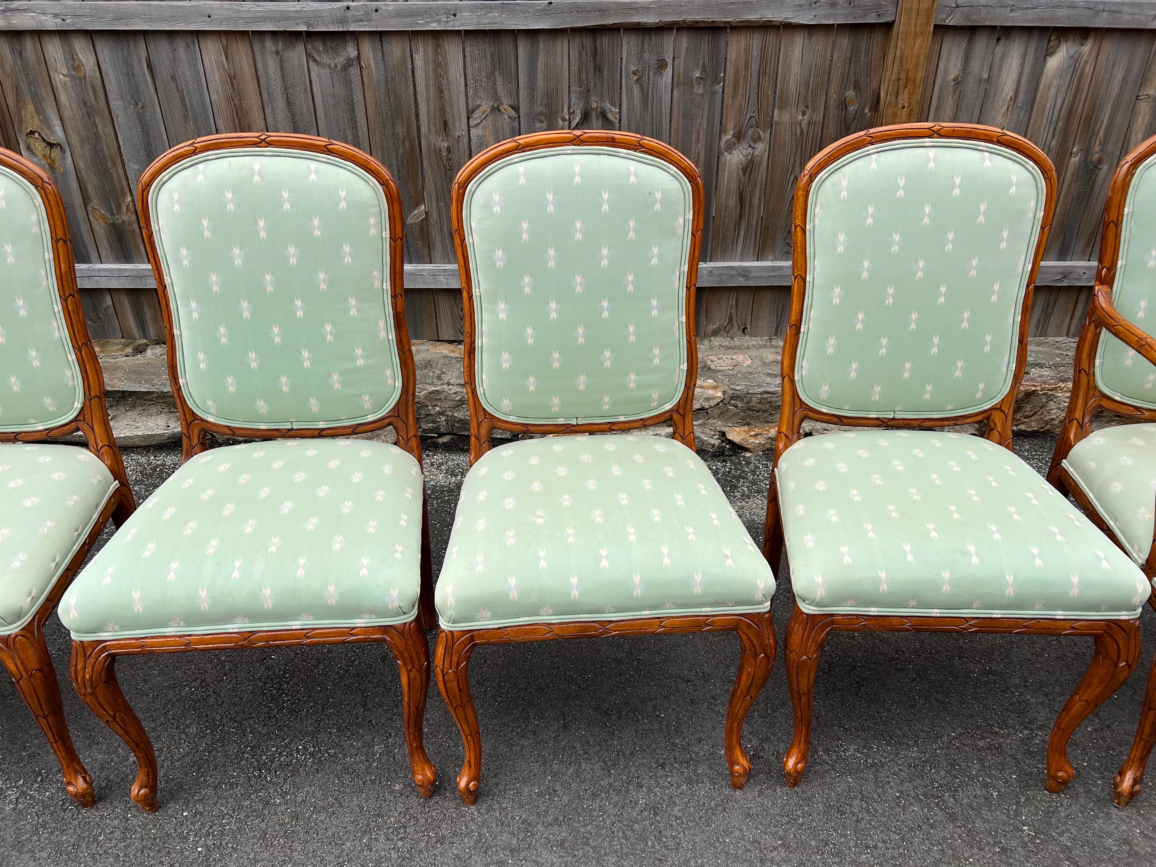 Late 20th Century On Sale-Set of Six Solid Wood Carved Dining Chairs