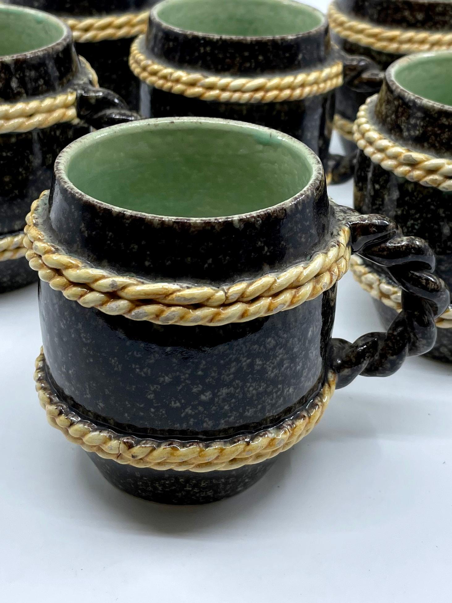 Italian Set of Six Faux Porphyry Mugs For Sale