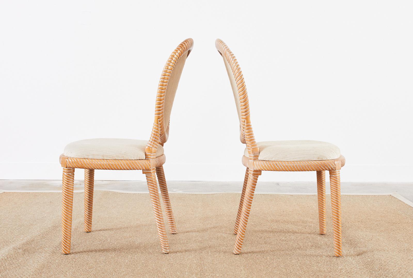Set aus sechs Esszimmerstühlen aus gekälktem Seil von Casa Stradivari (Stoff) im Angebot