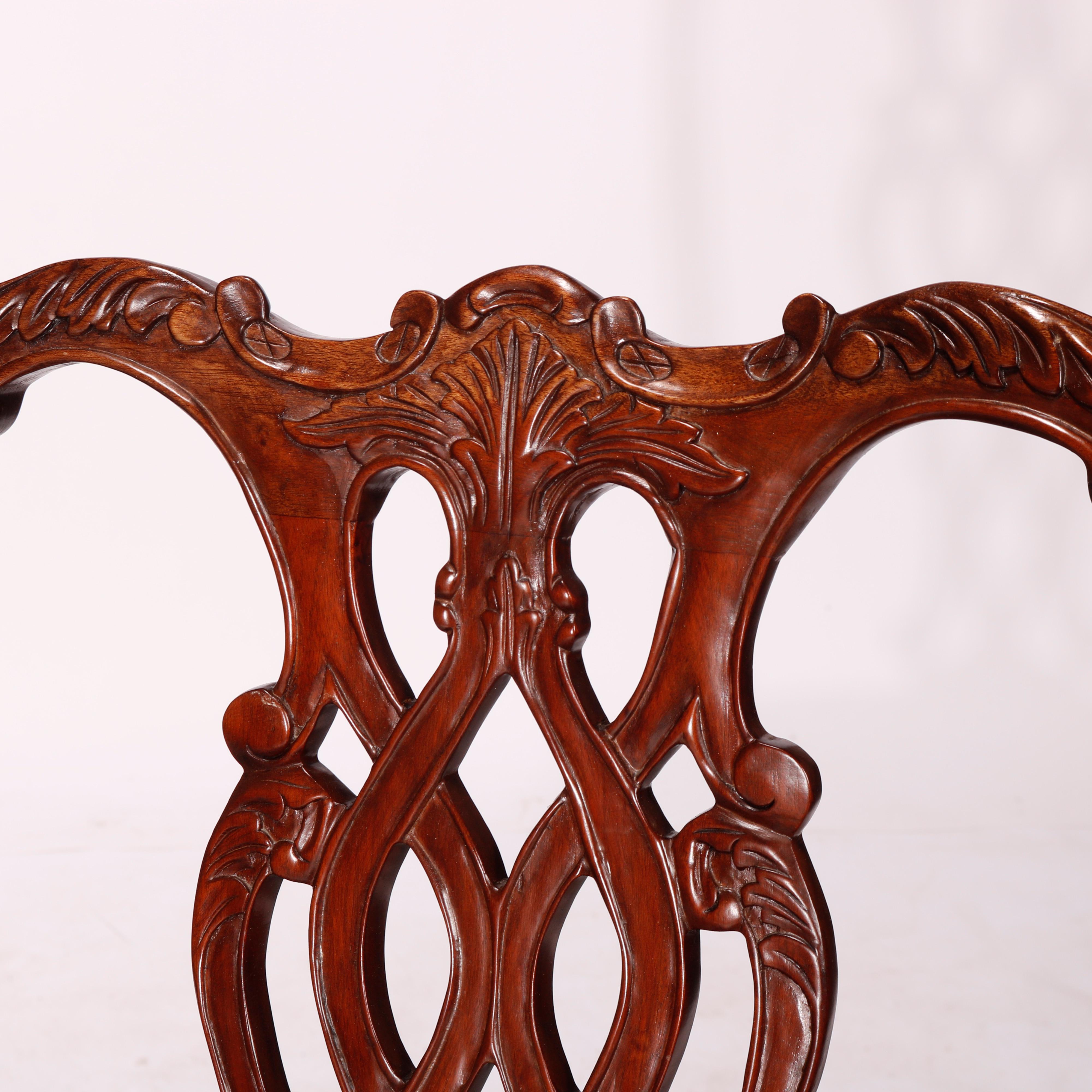 Set of Six Federal Style Carved Mahogany Ribbon Back Dining Chairs 20th C 3
