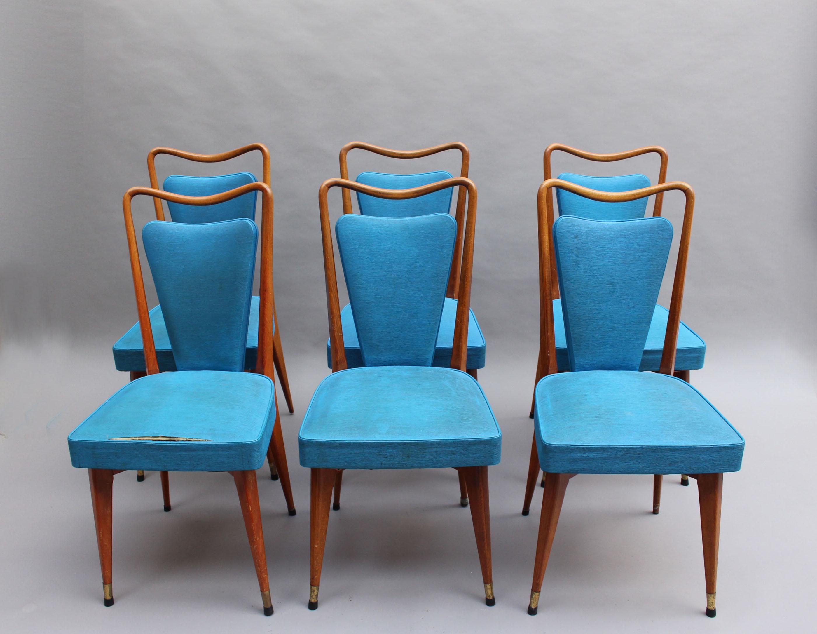 Set of Six Fine French 1950s Beechwood Chairs 11