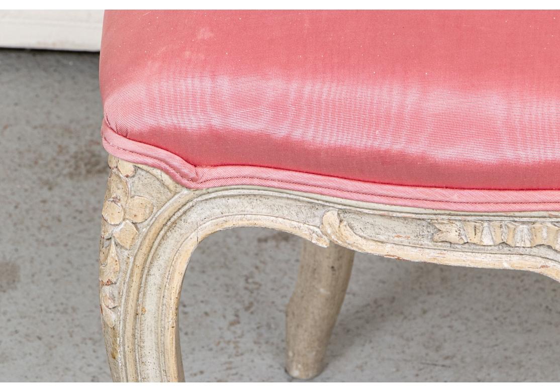 Set of Six Fine French Semi-Antique Paint Decorated Dining Chairs For Sale 3