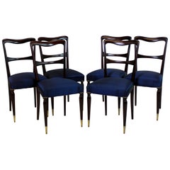 Set of Six Fine Italian Midcentury Dining Chairs