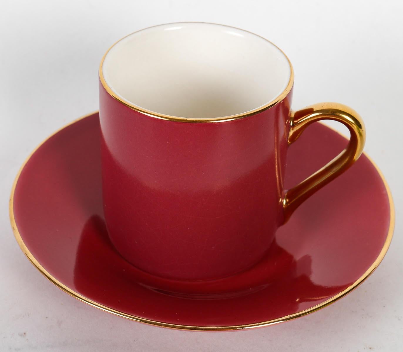 European Set of Six Fine Porcelain Cups and Saucers. For Sale