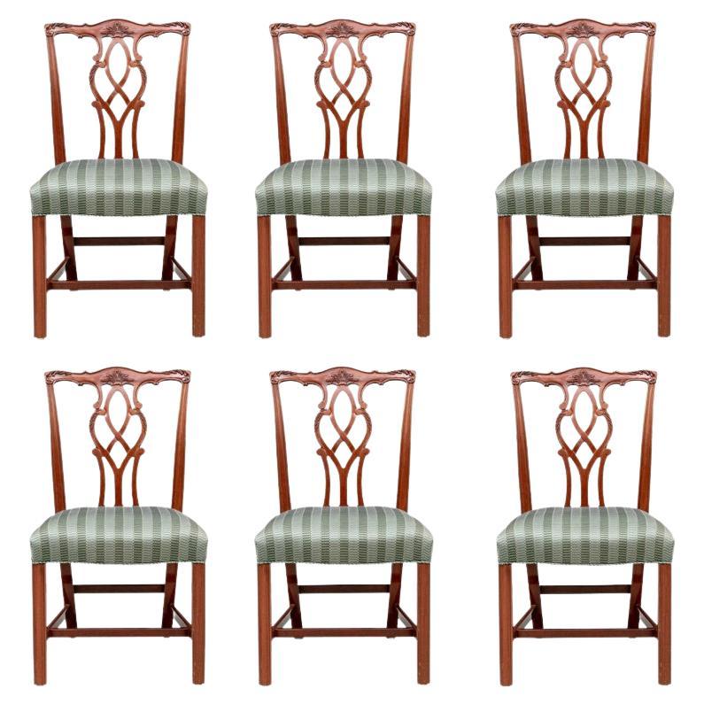 Set of Six Fine Quality Georgian Style Mahogany Dining Chairs For Sale