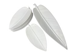 Set of Six Finger Food Bowls and a Serving Bowl, Shape as Leaf, Vintage German