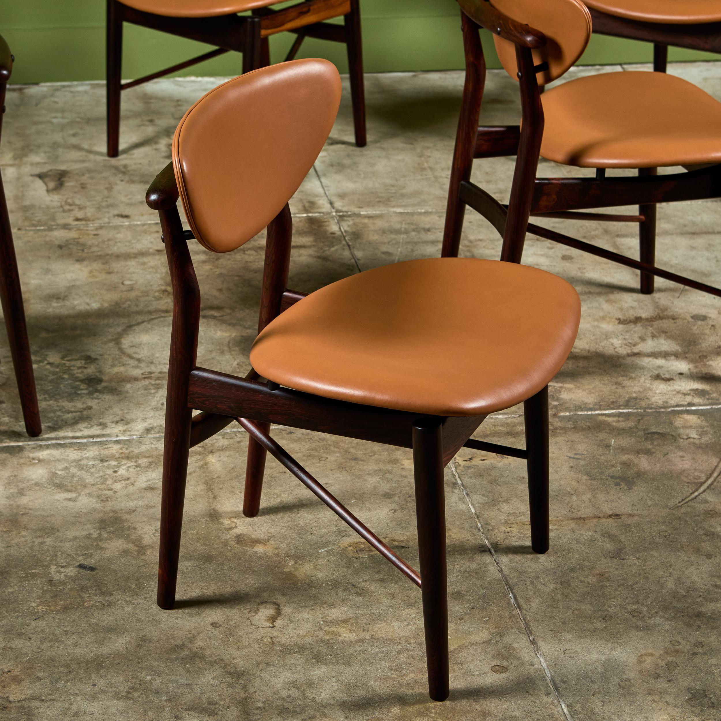 Set of Six Finn Juhl Dining Chairs for Niels Vodder For Sale 11