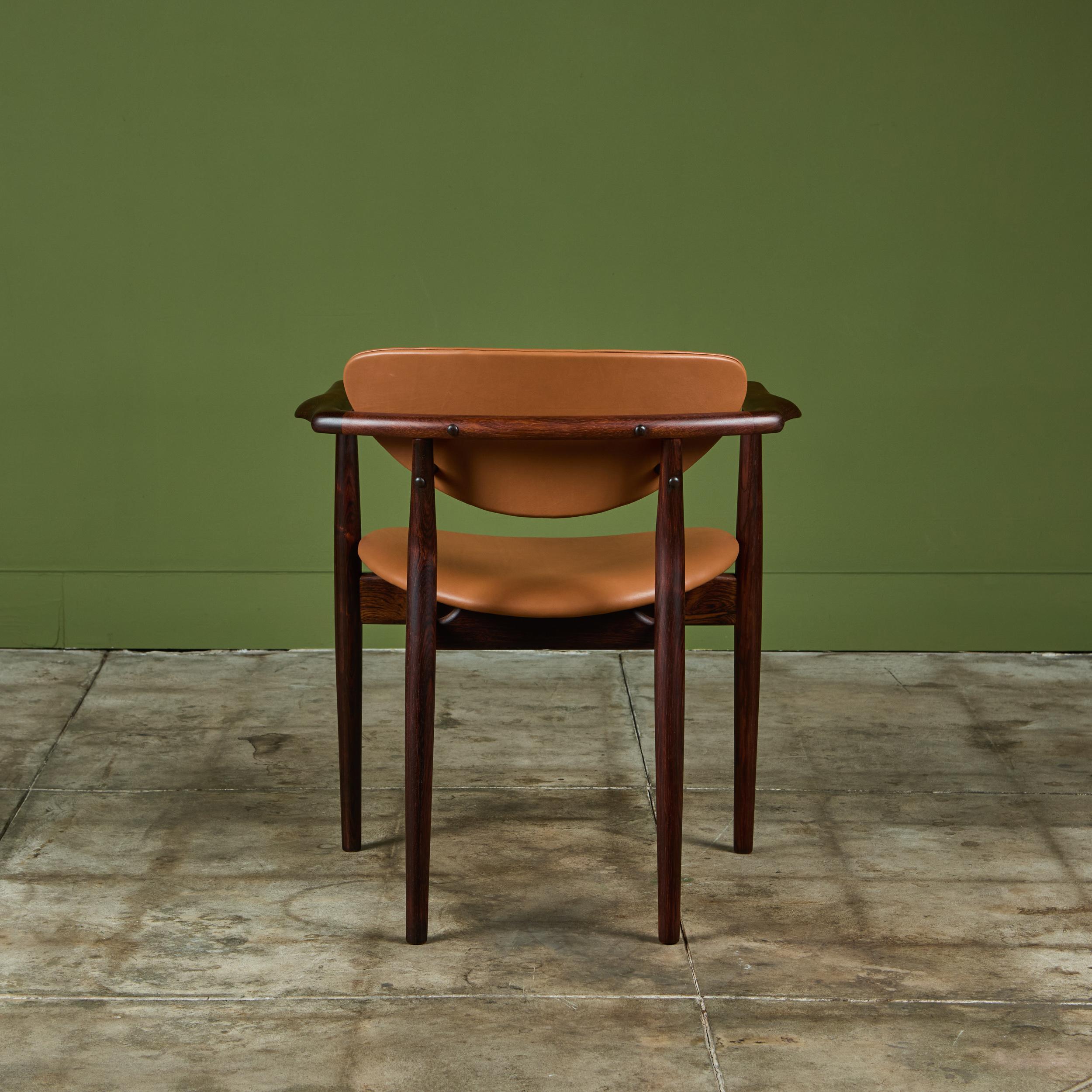 Leather Set of Six Finn Juhl Dining Chairs for Niels Vodder For Sale