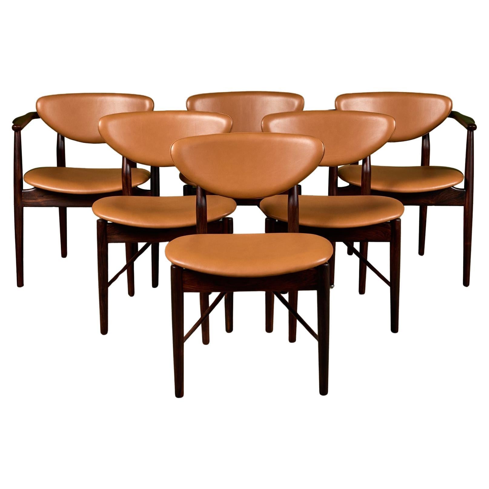 Set of Six Finn Juhl Dining Chairs for Niels Vodder
