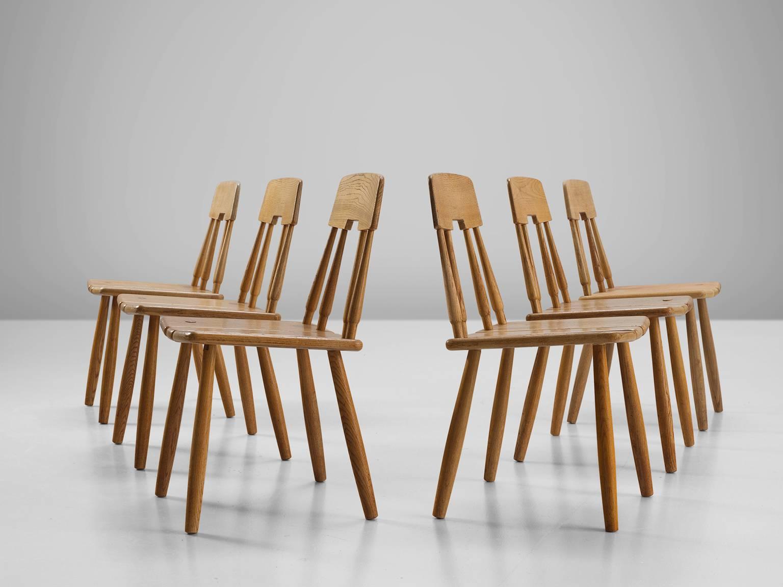 Scandinavian Modern Set of Six Finnish Oak Dining Chairs