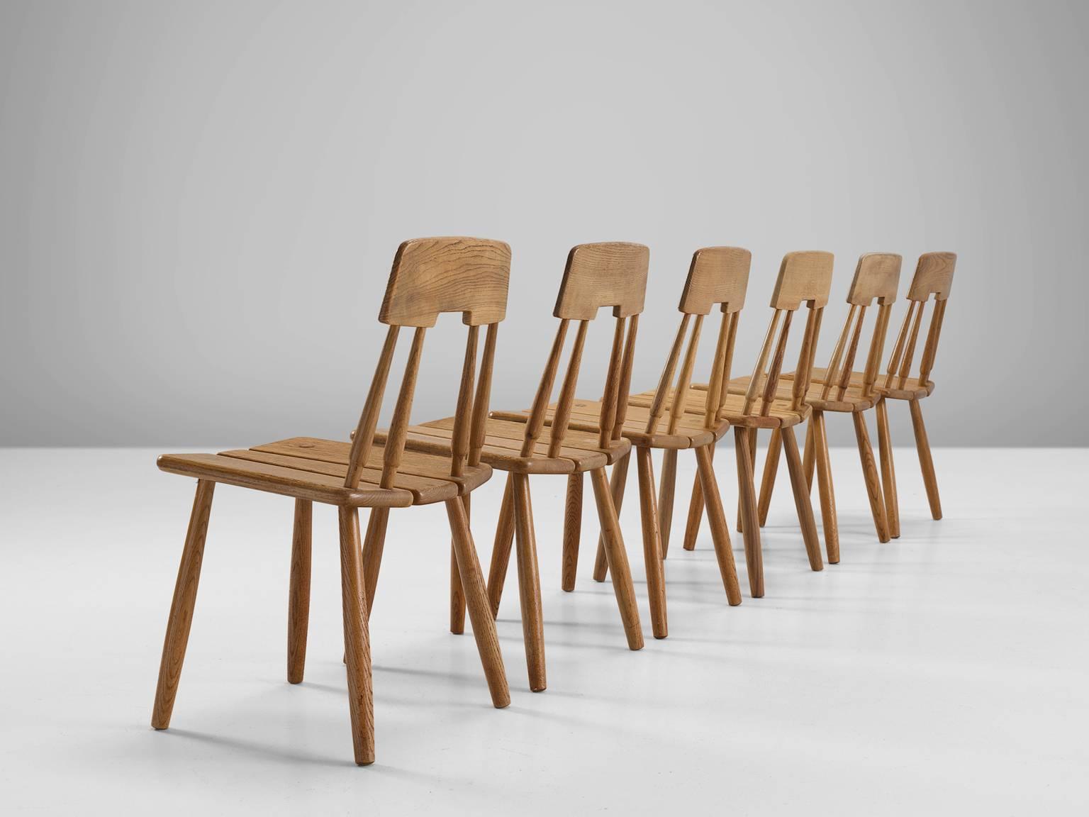 Set of Six Finnish Oak Dining Chairs In Good Condition In Waalwijk, NL