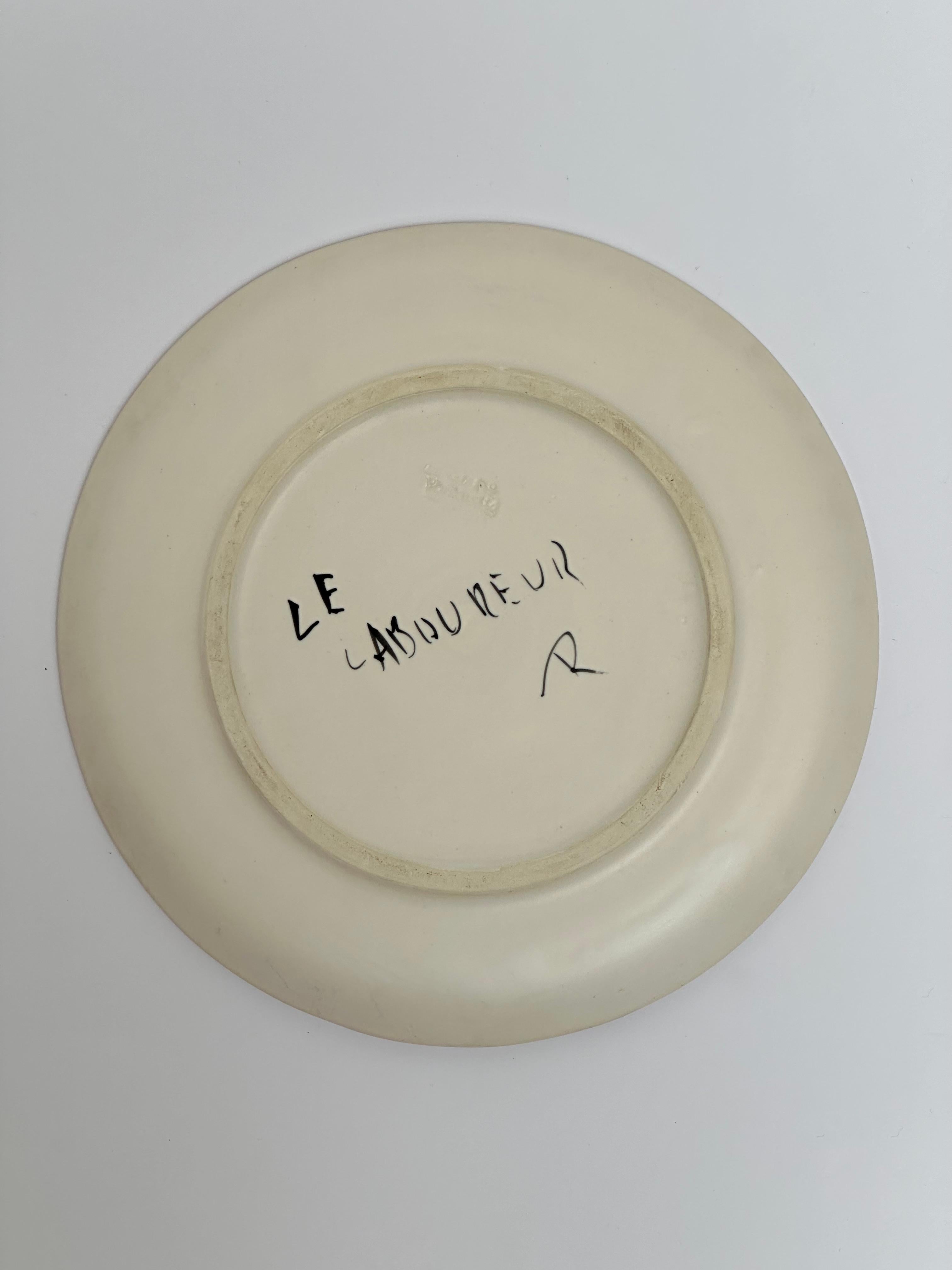 Juego de seis platos de pescado, Cerenne, Vallauris c. 1950 en venta 4