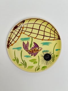 Set of Six Fish Plates, Cerenne, Vallauris c. 1950