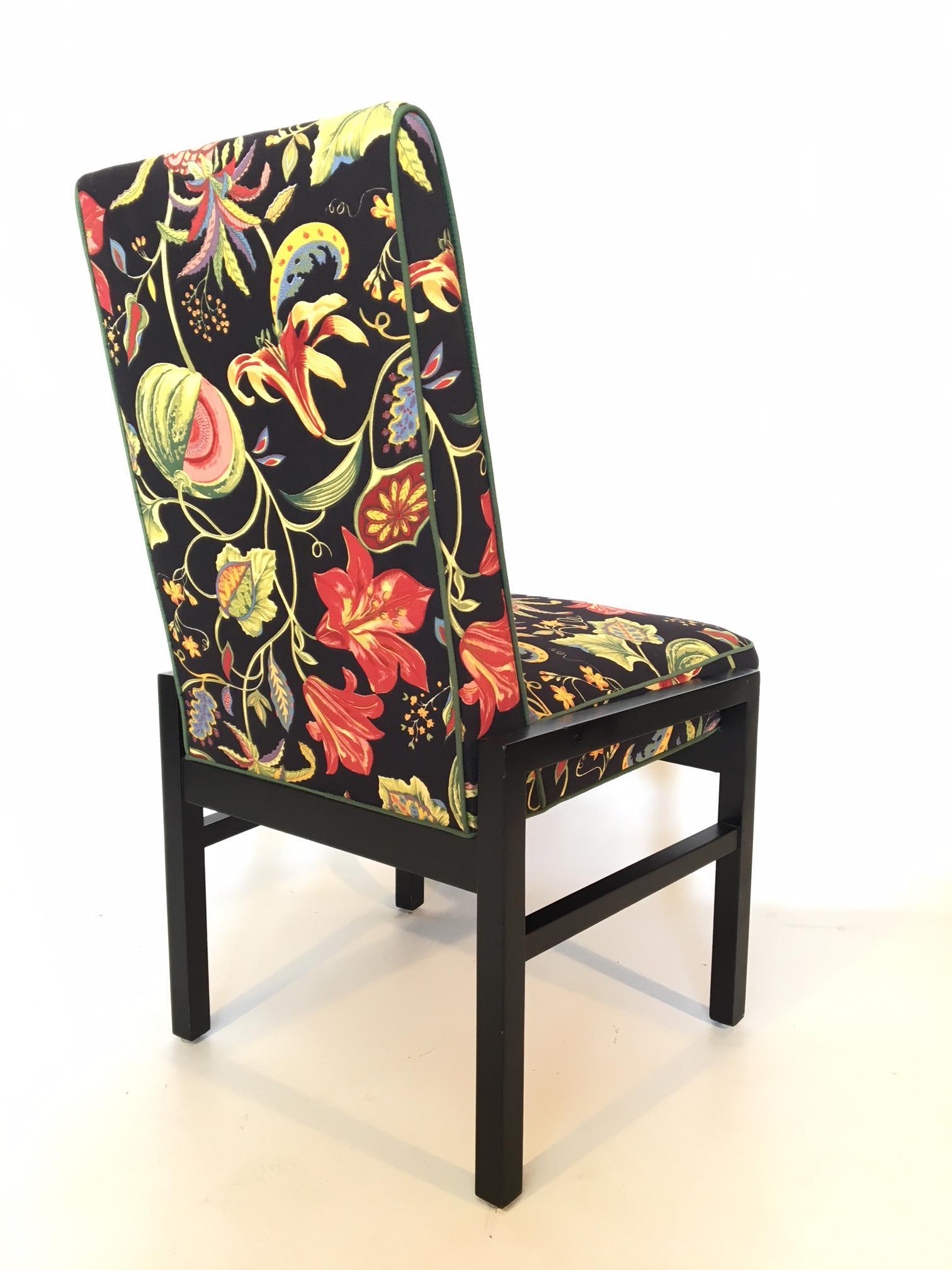 Late 20th Century Set of Six Floral Dining Chairs by Directional