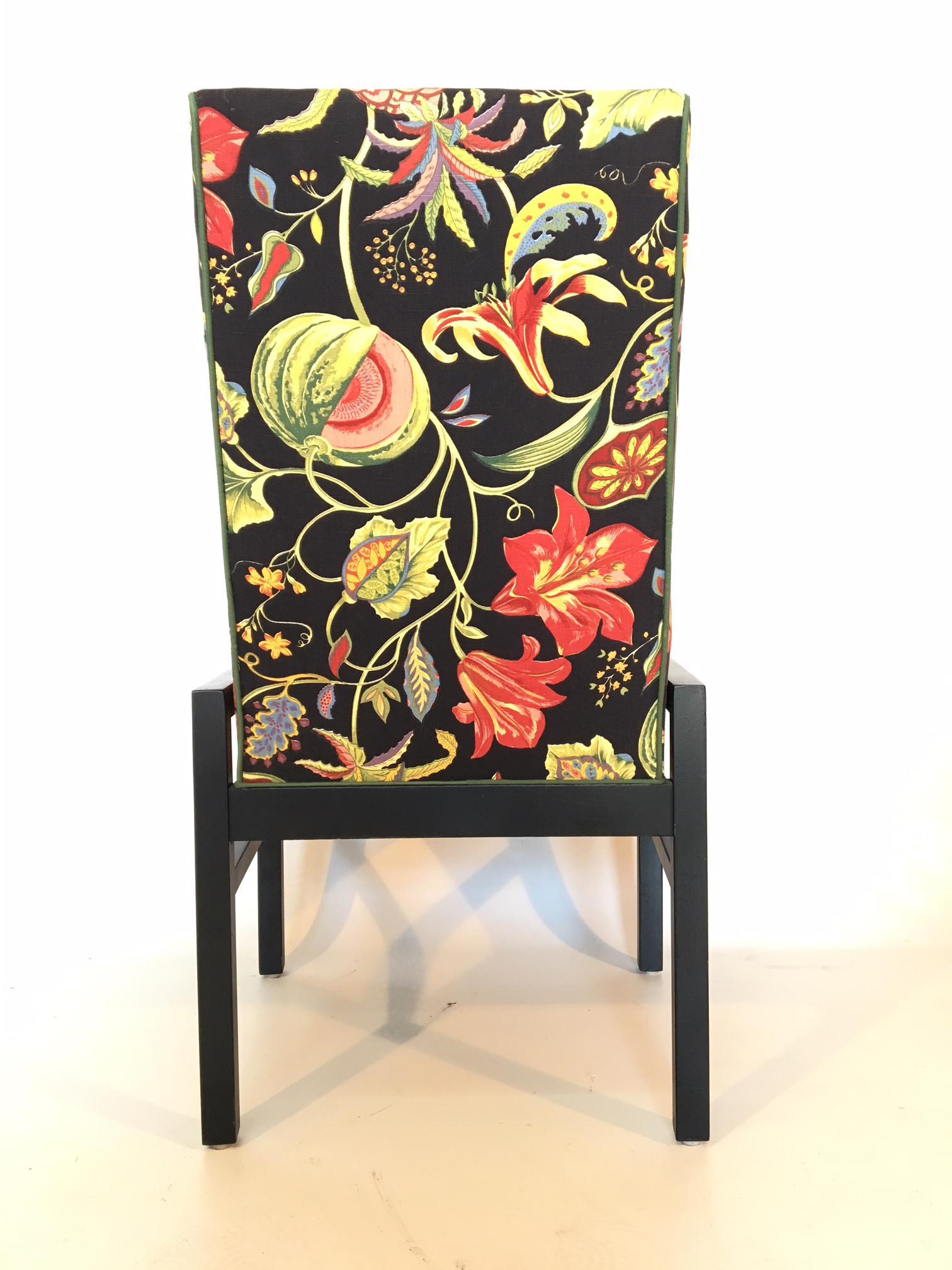 Upholstery Set of Six Floral Dining Chairs by Directional For Sale