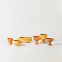 Set of Six Floraline/McCoy Ceramic Vases in Orange and Yellow Tones