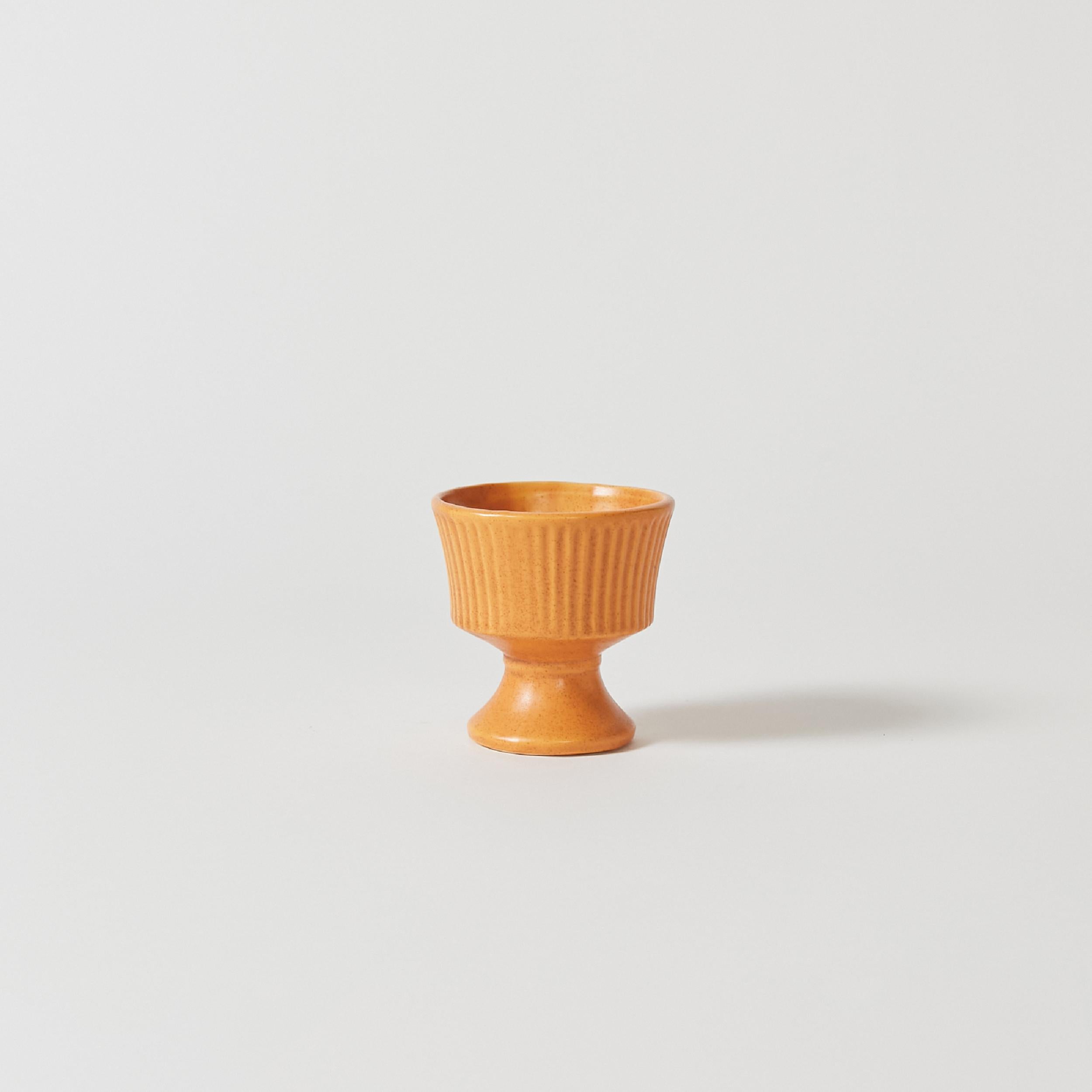 Glazed Set of Six Floraline/McCoy Ceramic Vases in Orange and Yellow Tones For Sale