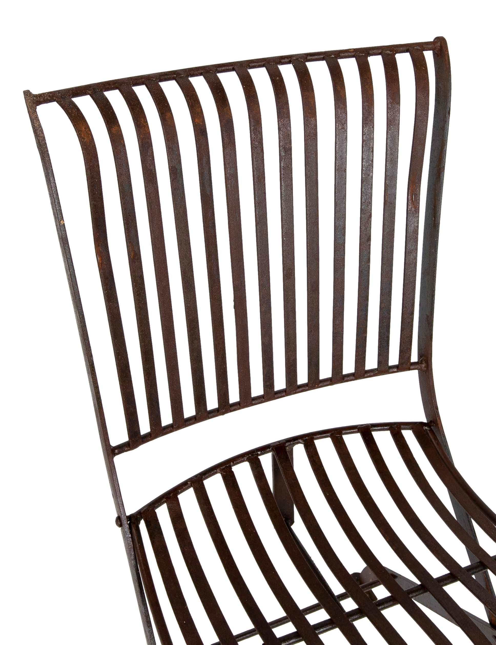 Contemporary Set of Six Foldable Iron Garden Chairs For Sale