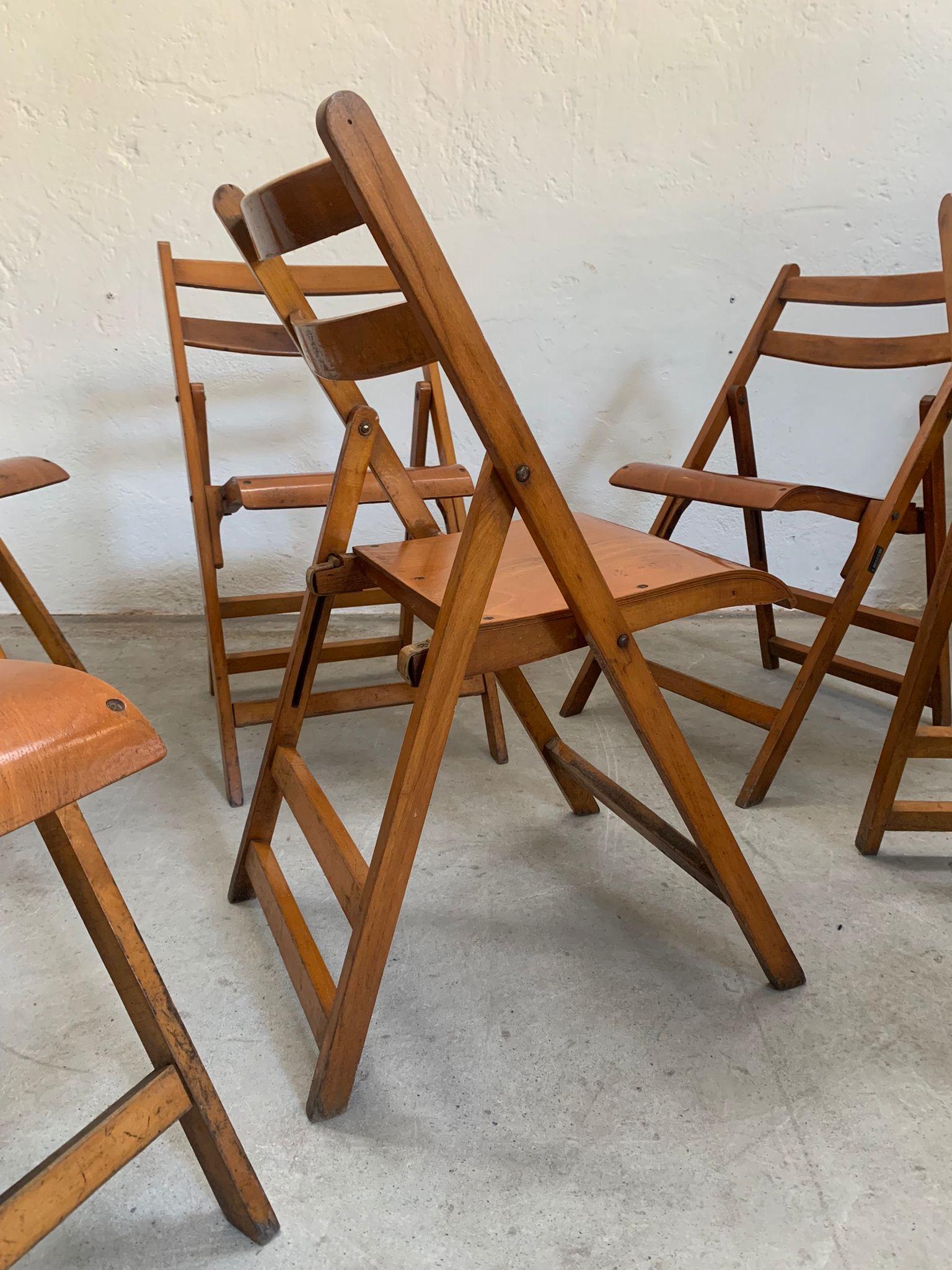 Italian Set of six folding chairs 1960s in vendita