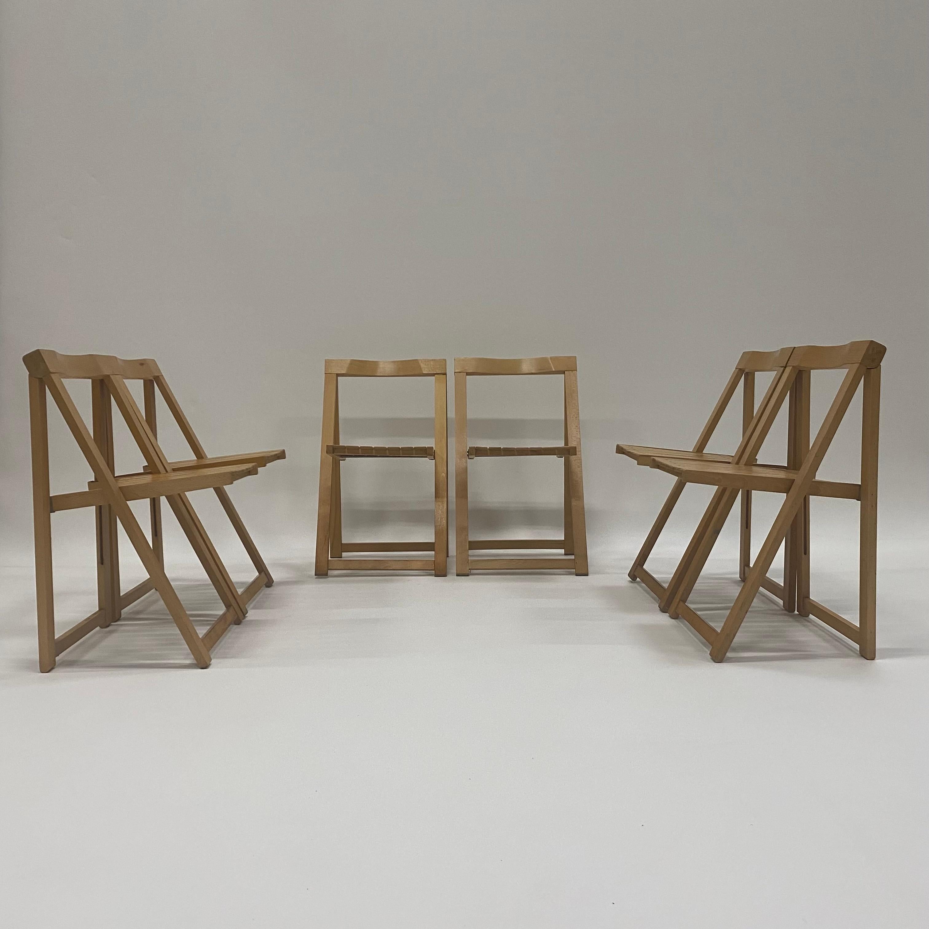 Mid-Century Modern 6 x Alberto Bazzani Folding Chairs by Aldo Jacober Italy 1960
