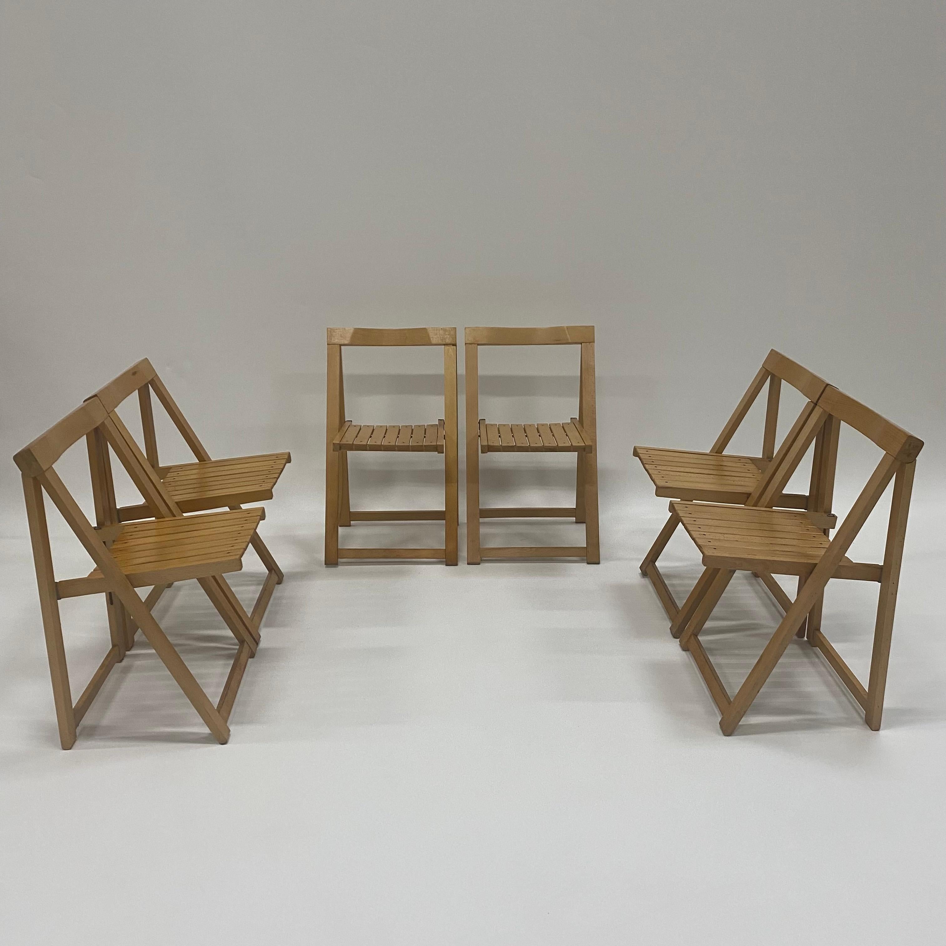 Italian 6 x Alberto Bazzani Folding Chairs by Aldo Jacober Italy 1960