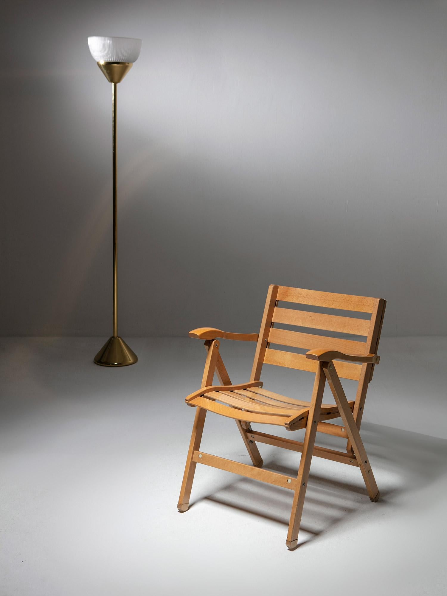 Ensemble de six chaises pliantes en bois de Carlo Hauner pour Reguitti, Italie, années 1960 en vente 3