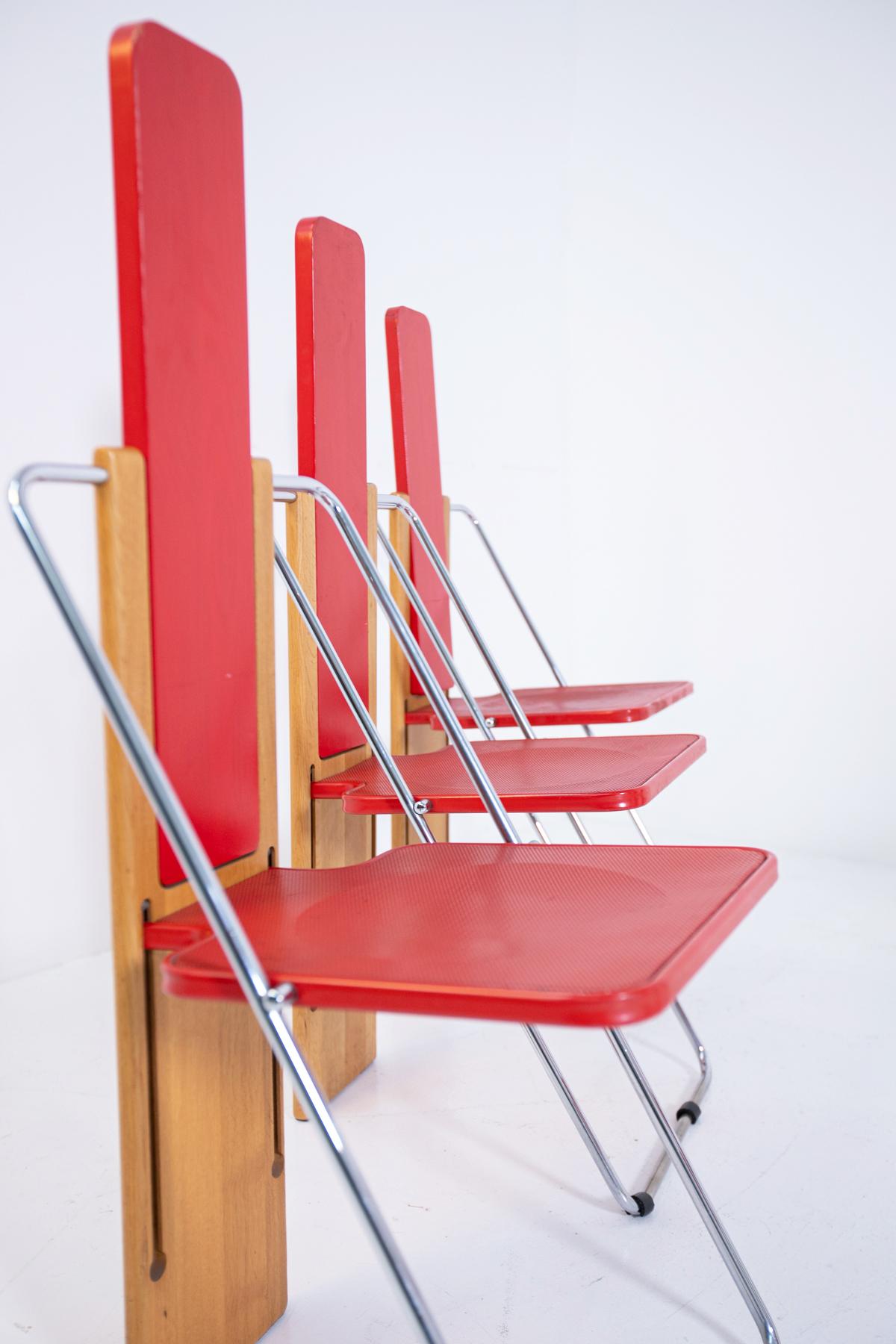 Aluminum Set of Six Folding Chairs by Mario Sabot, 1970s