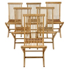 Set of Six Folding Teak Chairs, Danish, Mid-Century Modern Style