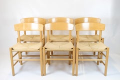 Satz von sechs Folk Stühlen Model No. J39 von Børge Mogensen für FDB Furniture aus den 1960er Jahren