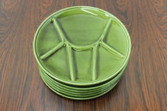 Set of Six Fondue Plates, Gien Pottery, France