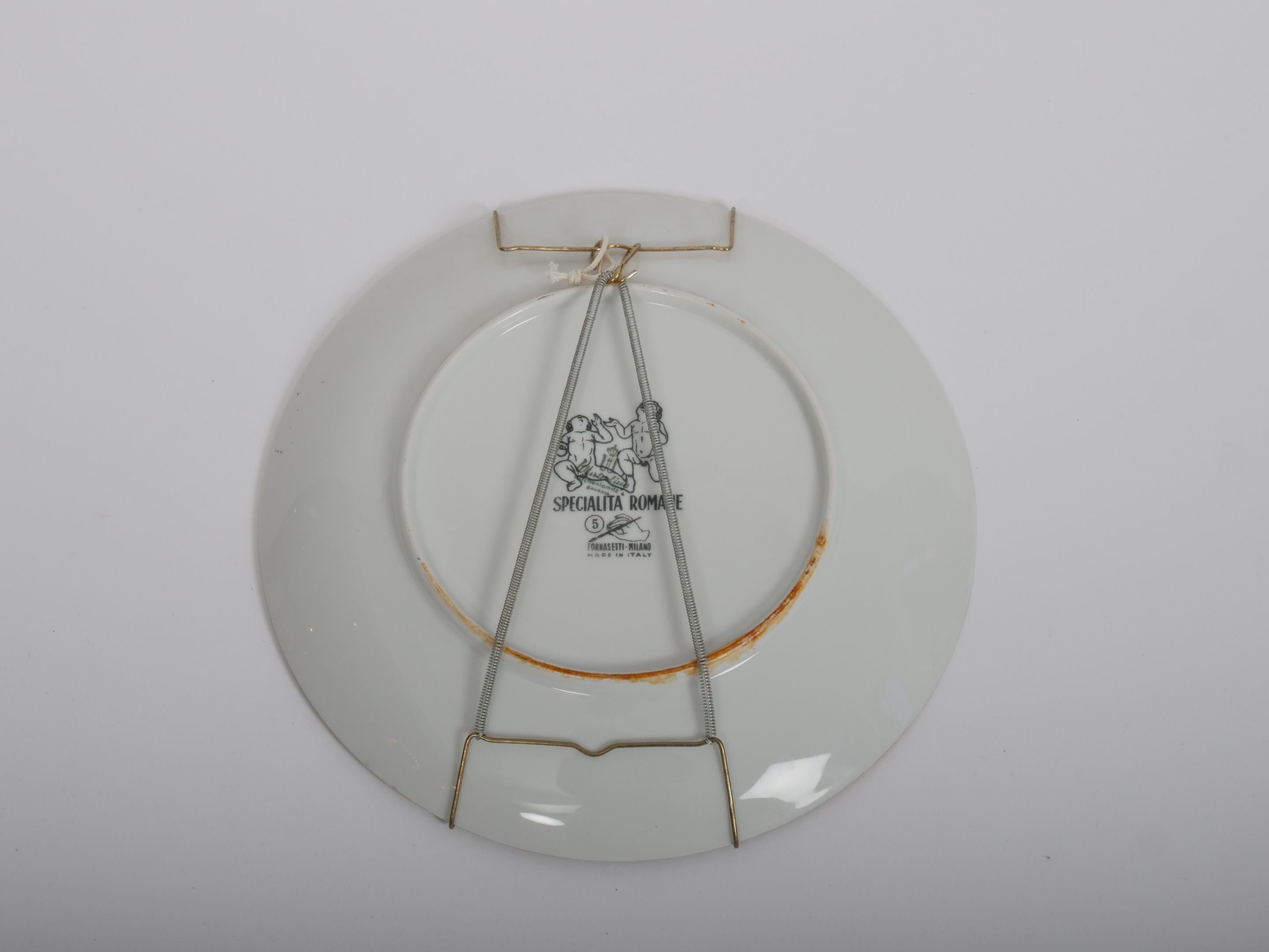 Ensemble de six assiettes à recettes Fornasetti 'Specialita Romane' vers 1950 en vente 4