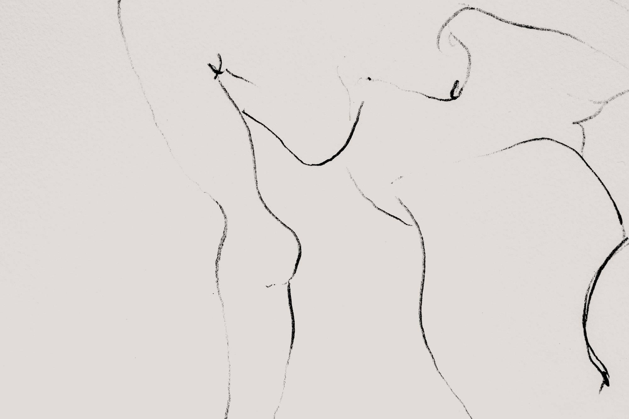 Conjunto de 2 - Desnudos fluidos femeninos enmarcados de Barry Flanagan RA OBE, firmados - c1990 Británico en venta