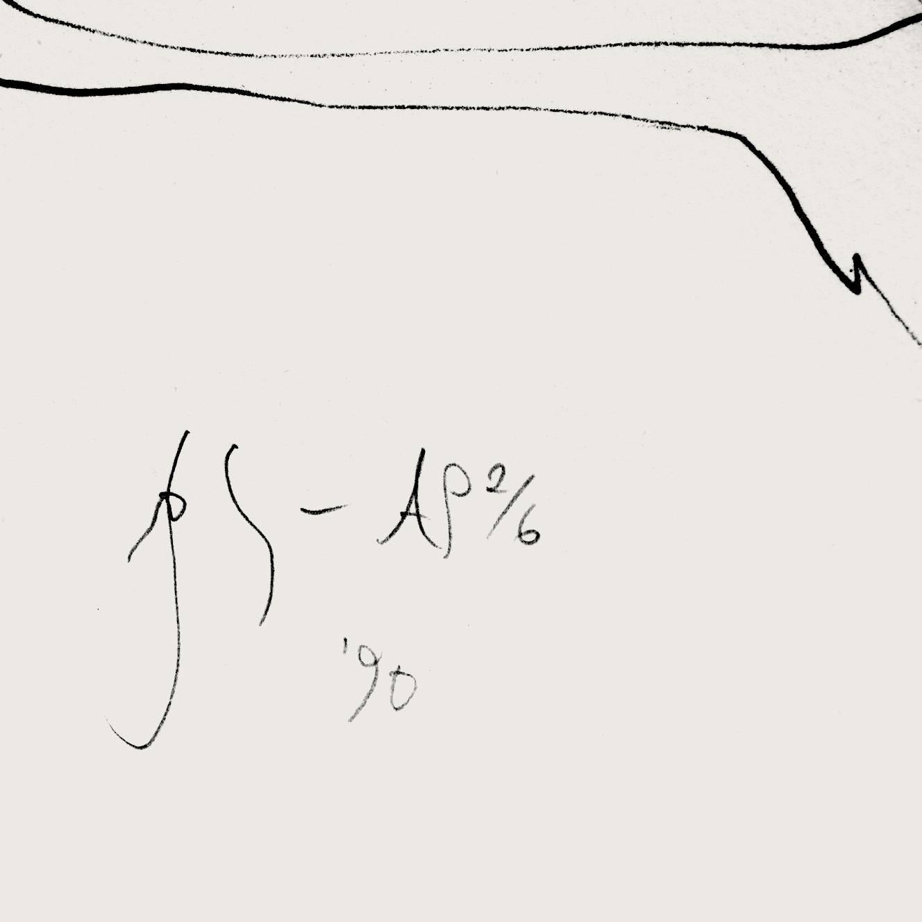 Conjunto de 2 - Desnudos fluidos femeninos enmarcados de Barry Flanagan RA OBE, firmados - c1990 en Excelente estado para la venta en London, GB
