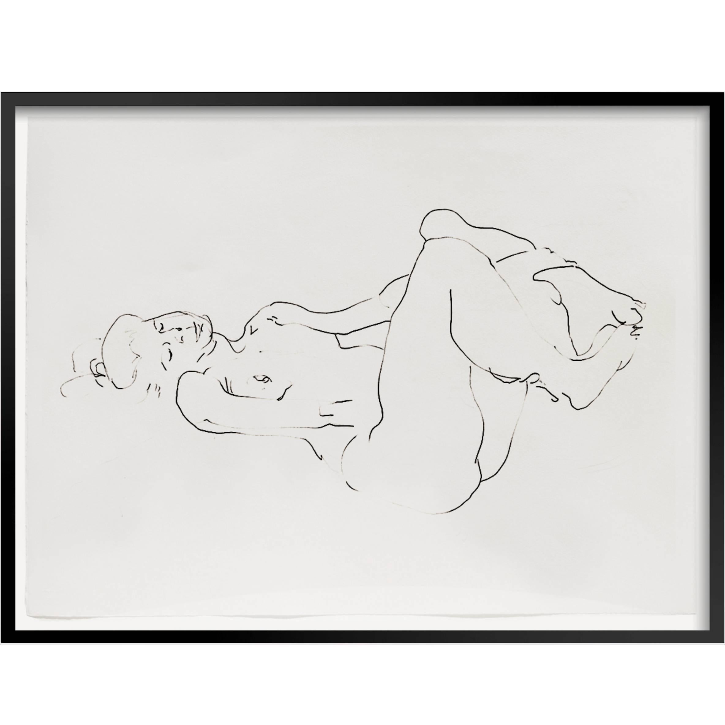 Set of 3 - Framed Female Fluid Nudes by Barry Flanagan RA OBE, signed - c1990