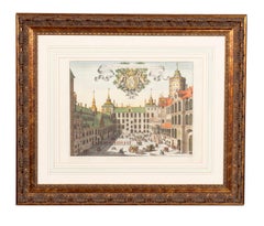 Set of Six Framed Hand Colored Engravings of Swedish Royal Residences