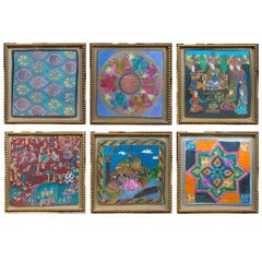 Set of Six Framed Turkish Silks